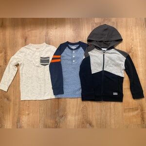 Stylish Kids Long Sleeve Shirt Set - Cream, Blue, and Black